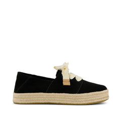 Carolina Lace-Up Espadrille Black Suede