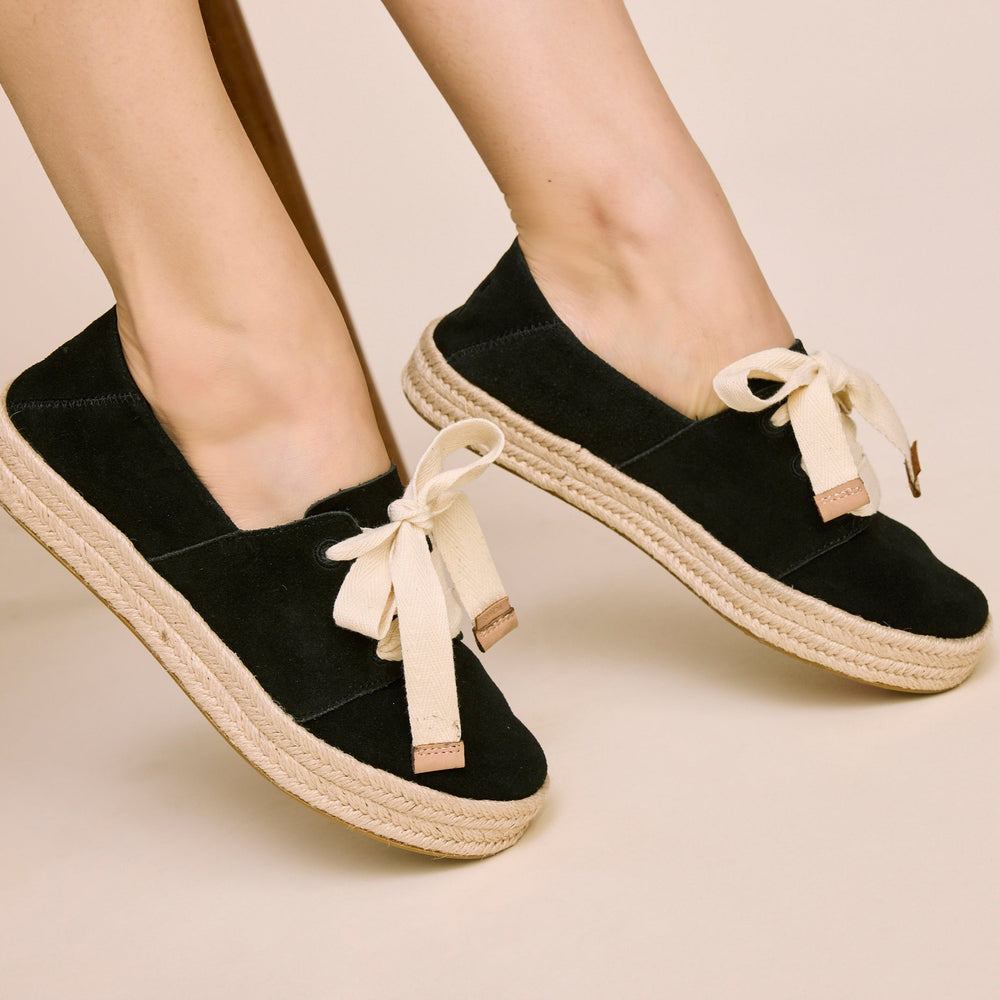 Carolina Lace-Up Espadrille Black Suede