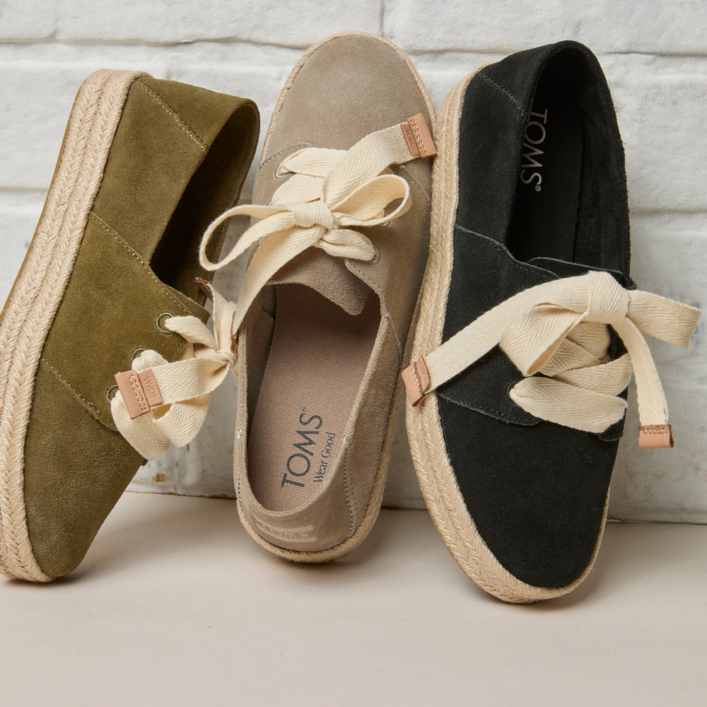 Carolina Lace-Up Espadrille Black Suede