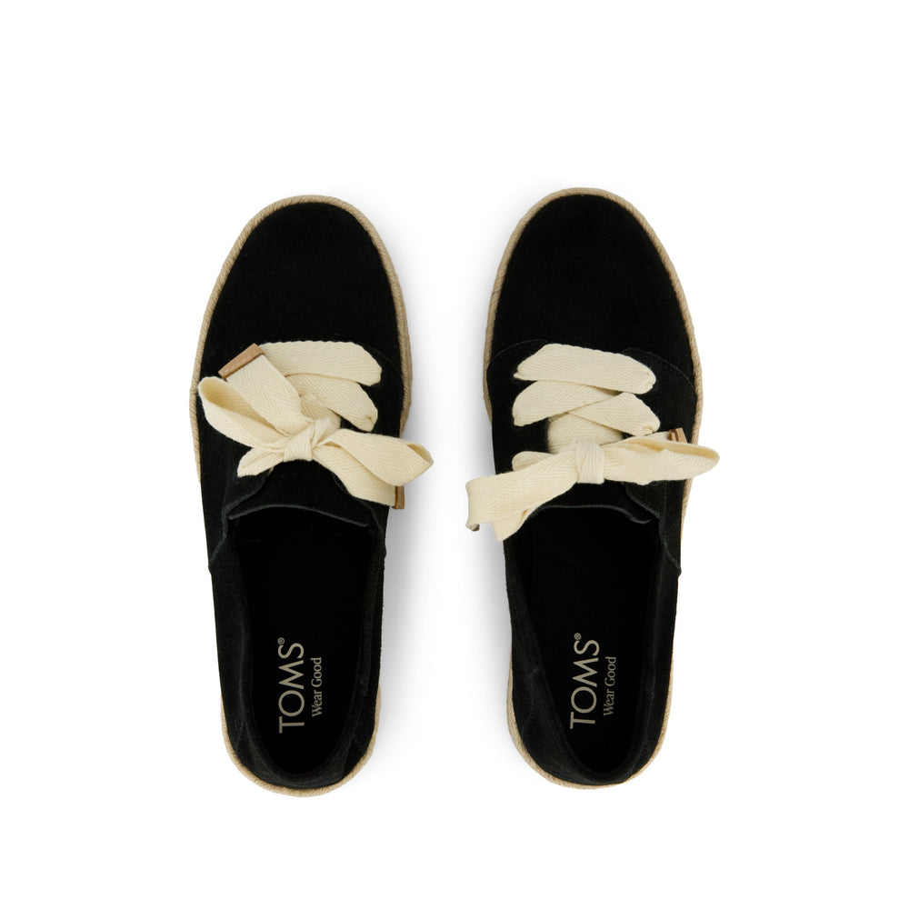 Carolina Lace-Up Espadrille Black Suede