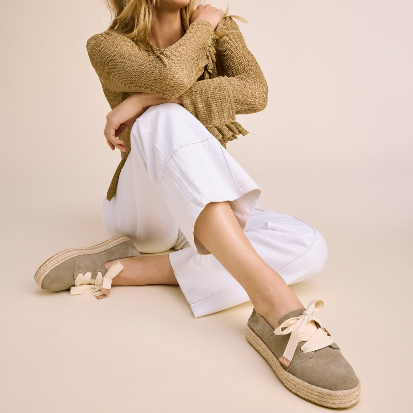 Carolina Lace-Up Espadrille Dune Suede