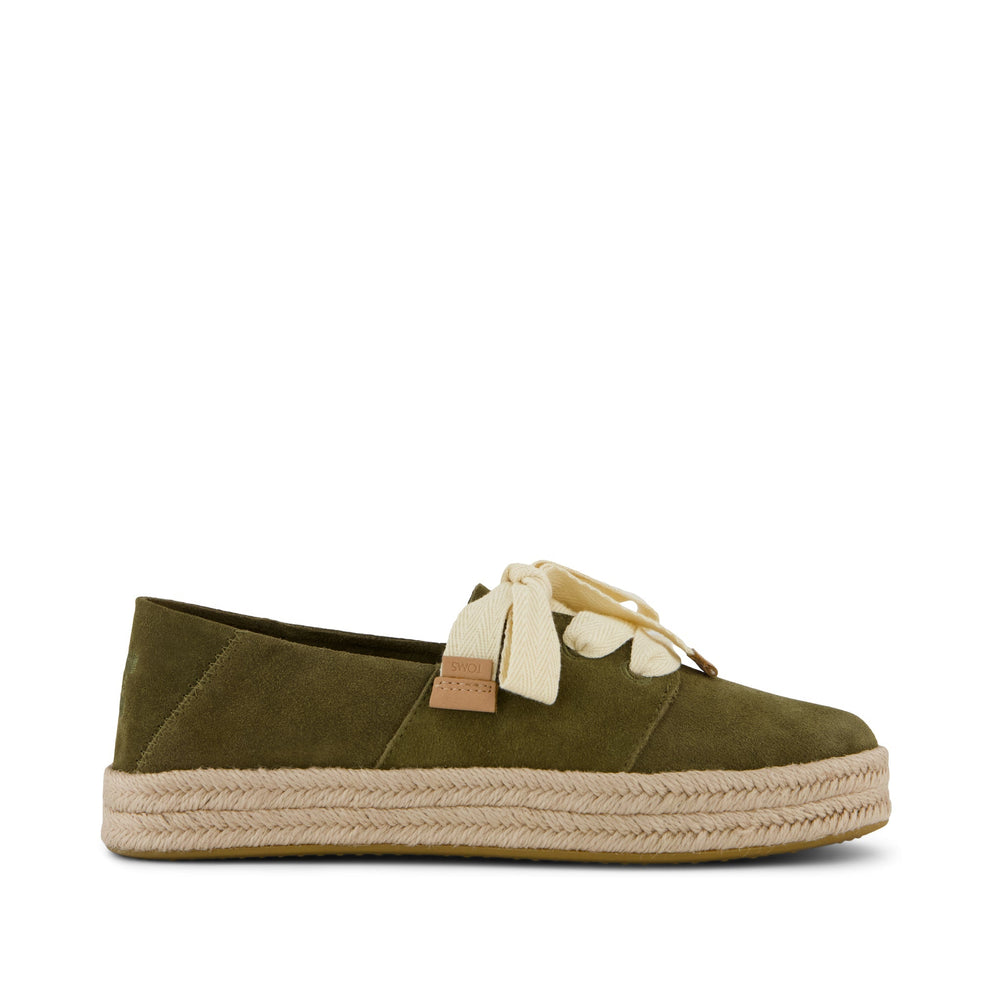 Carolina Lace-Up Espadrille Military Olive Suede