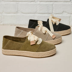 Carolina Lace-Up Espadrille Military Olive Suede