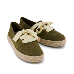 Carolina Lace-Up Espadrille Military Olive Suede