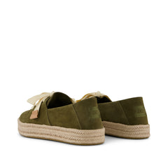 Carolina Lace-Up Espadrille Military Olive Suede