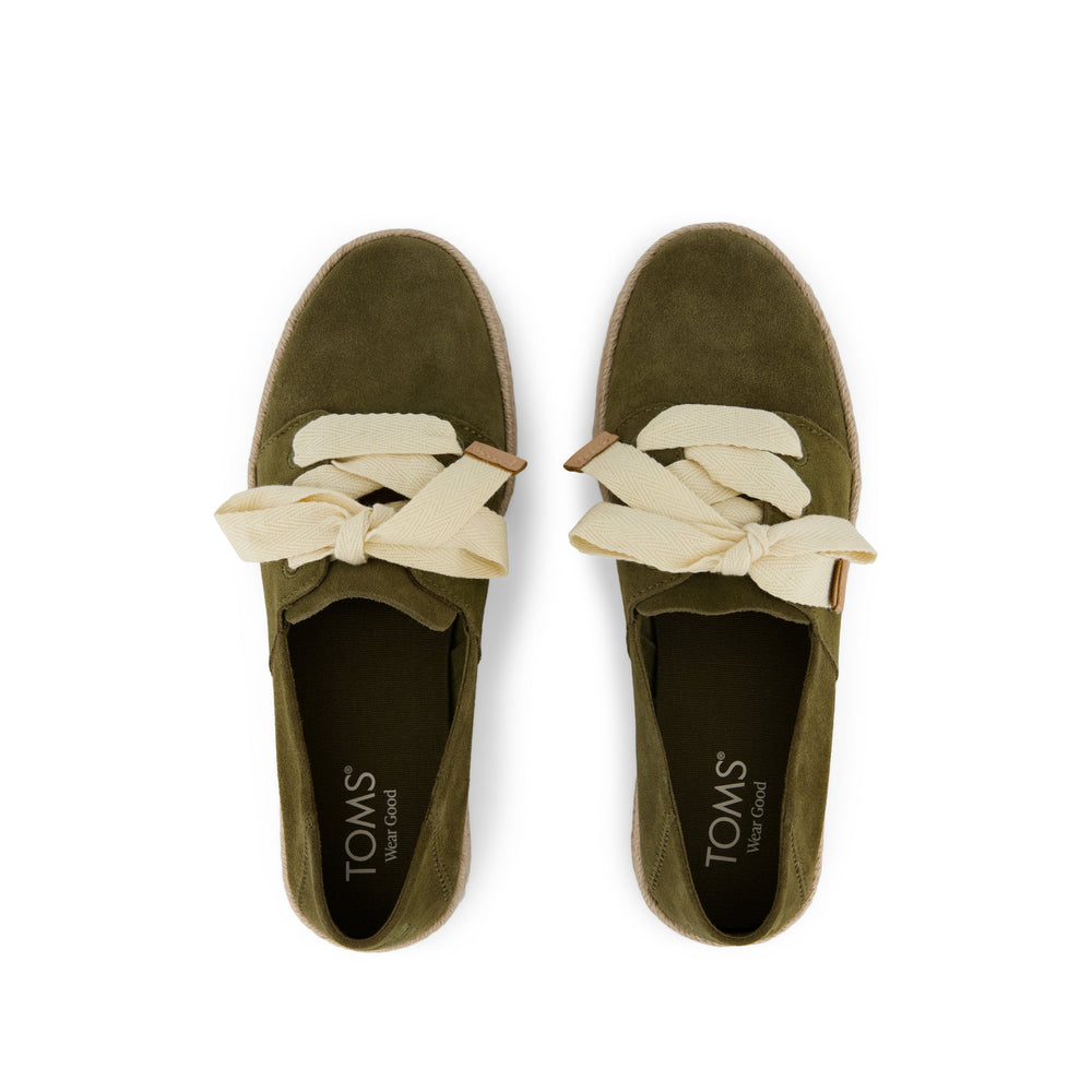 Carolina Lace-Up Espadrille Military Olive Suede
