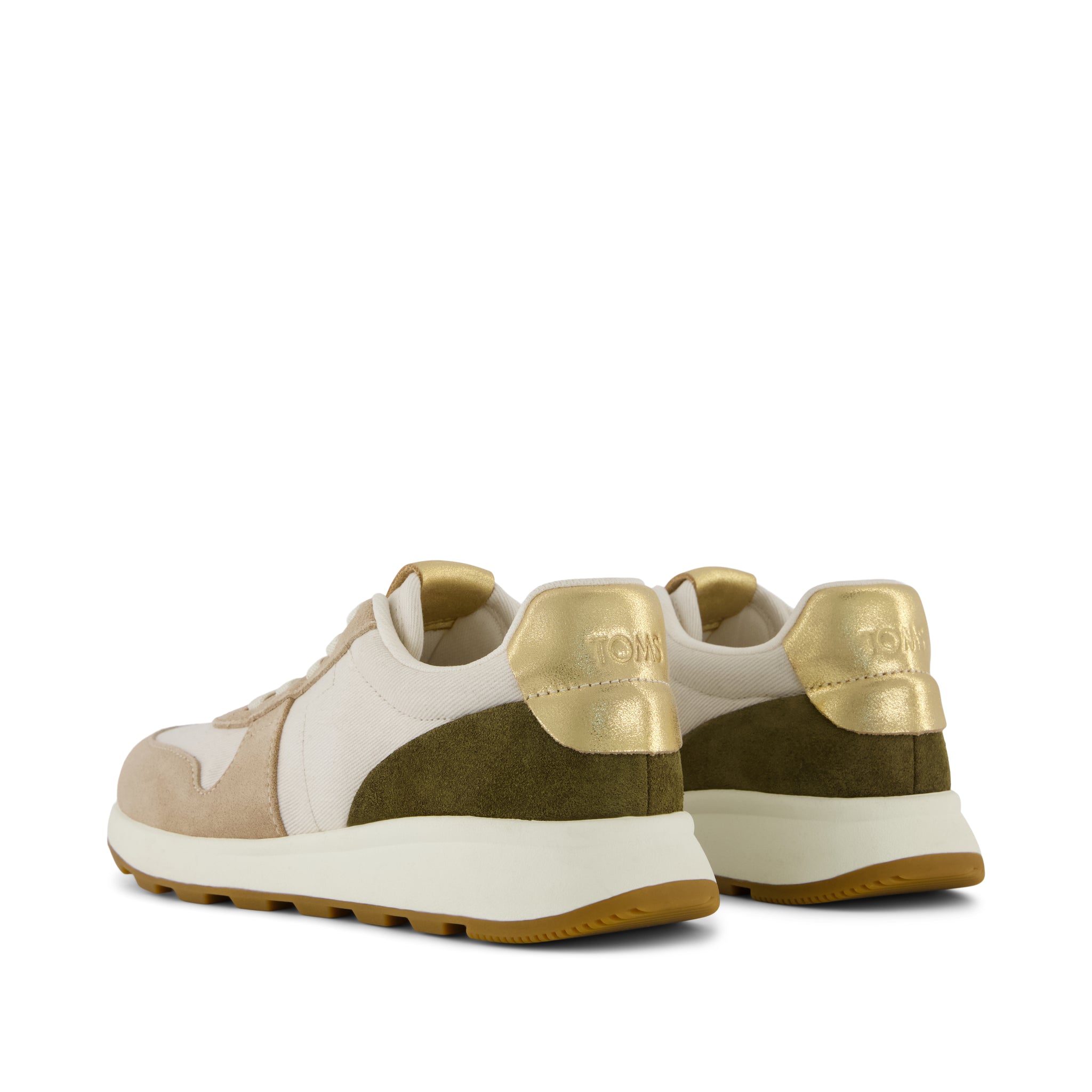 TRVL LITE Retro Runner Sneaker Water Repellent Oatmeal Suede with Metallic Leather