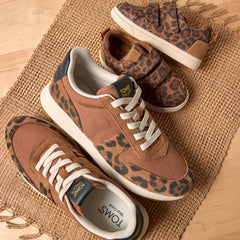 TRVL LITE Retro Runner Sneaker Water Repellent Brown Sugar Leopard Print Suede