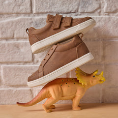Toddler Shoe Cruz Double Strap Toddler Sneaker Toffee Microsuede