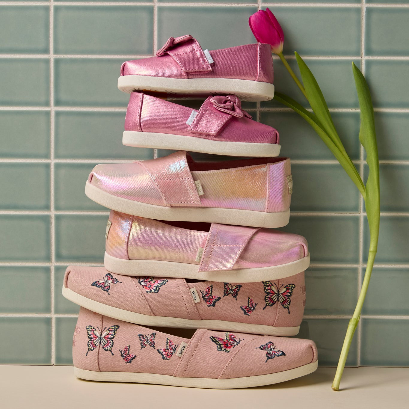 Kids Shoe Alpargata Classic Kids Shoe Rose Pink Metallic Twill/Bow