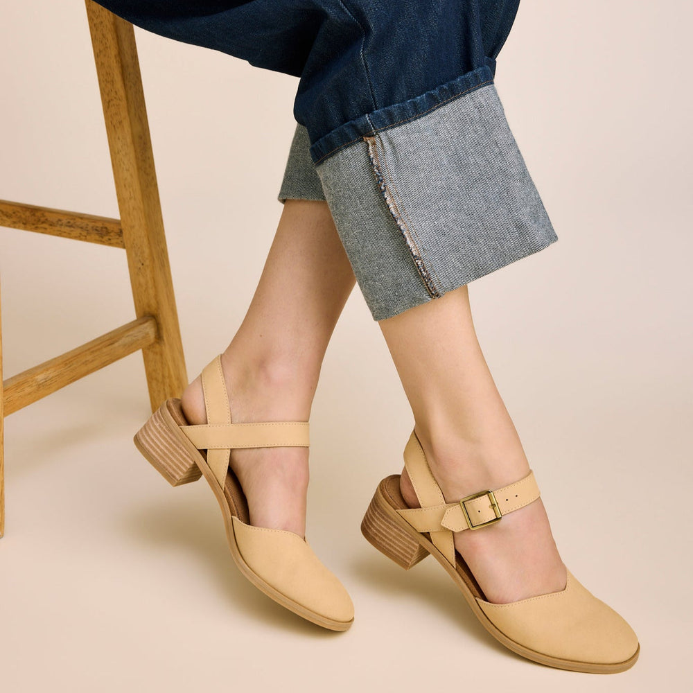 Jaclyn Heel Light Caramel Nubuck Leather