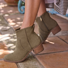 Delilah Heeled Boot Water Repellent Military Olive Suede