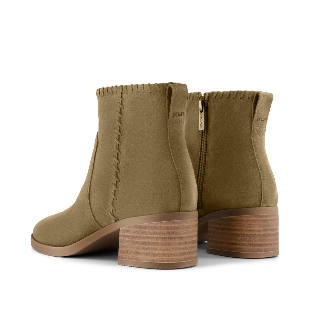 Delilah Heeled Boot Water Repellent Military Olive Suede