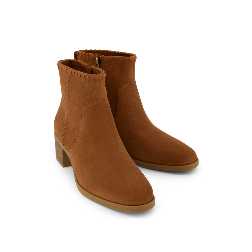 Delilah Heeled Boot Water Repellent Amber Brown Suede
