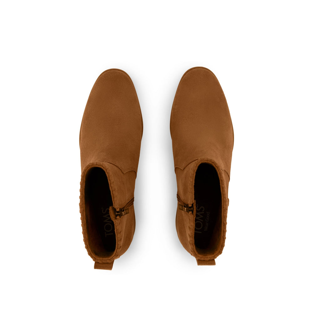 Delilah Heeled Boot Water Repellent Amber Brown Suede