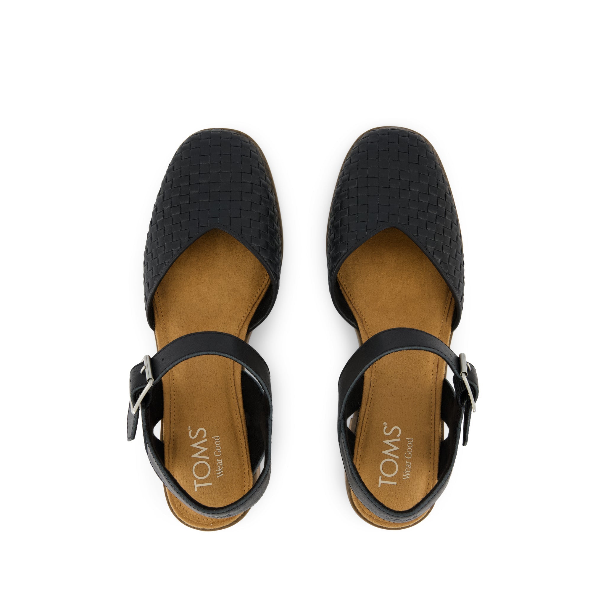 Jaclyn Heel Black Woven Basket Faux Leather