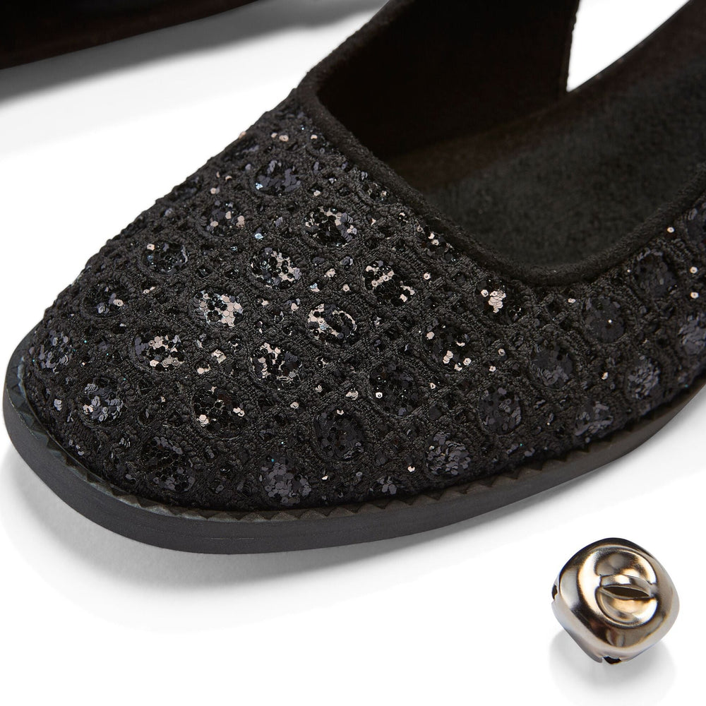Jaclyn Heel Black Geometric Sequins