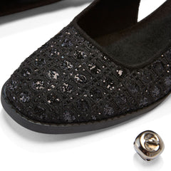 Jaclyn Heel Black Geometric Sequins