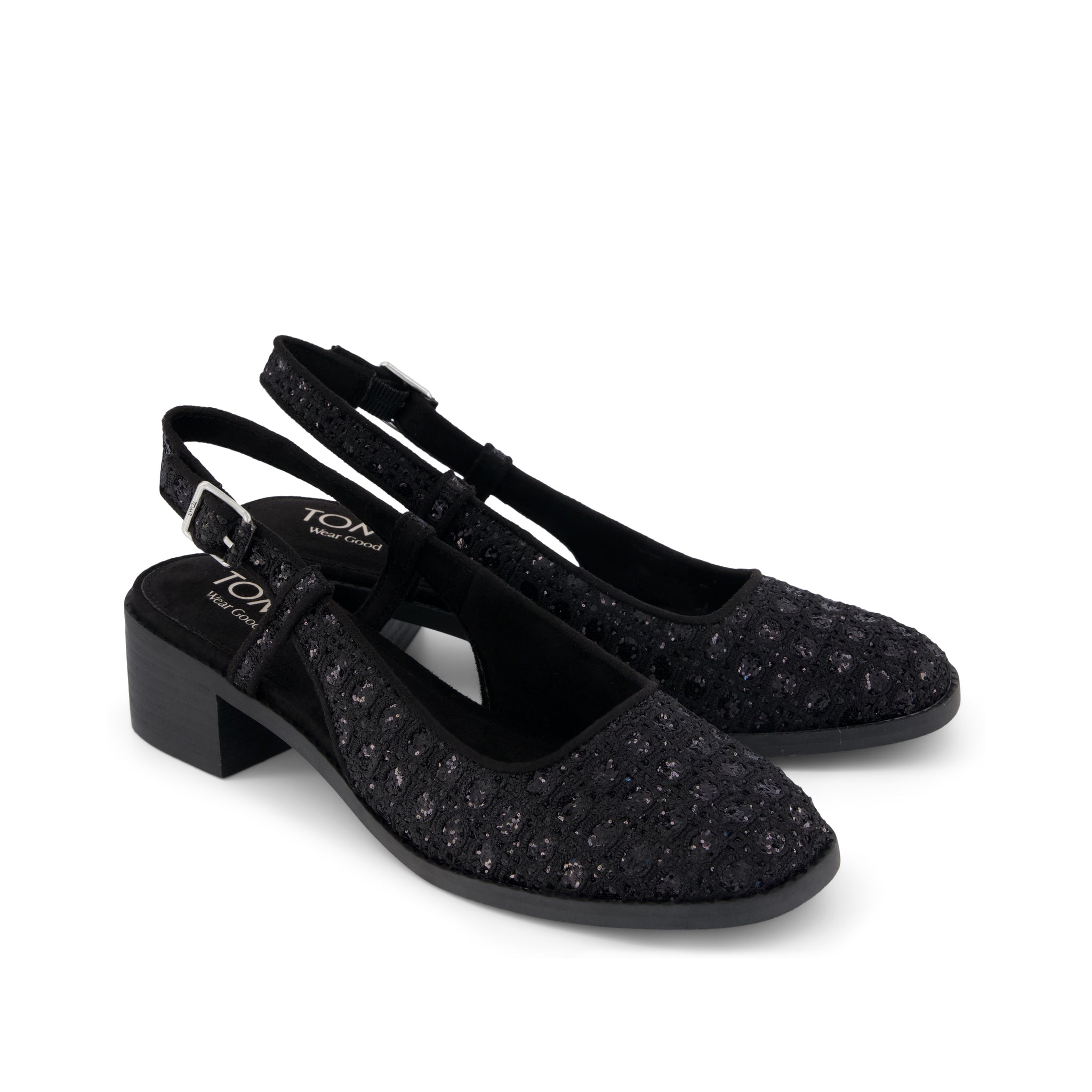 Jaclyn Heel Black Geometric Sequins