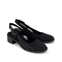 Jaclyn Heel Black Geometric Sequins