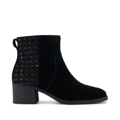 Delilah Heeled Boot Black Geometric Sequins