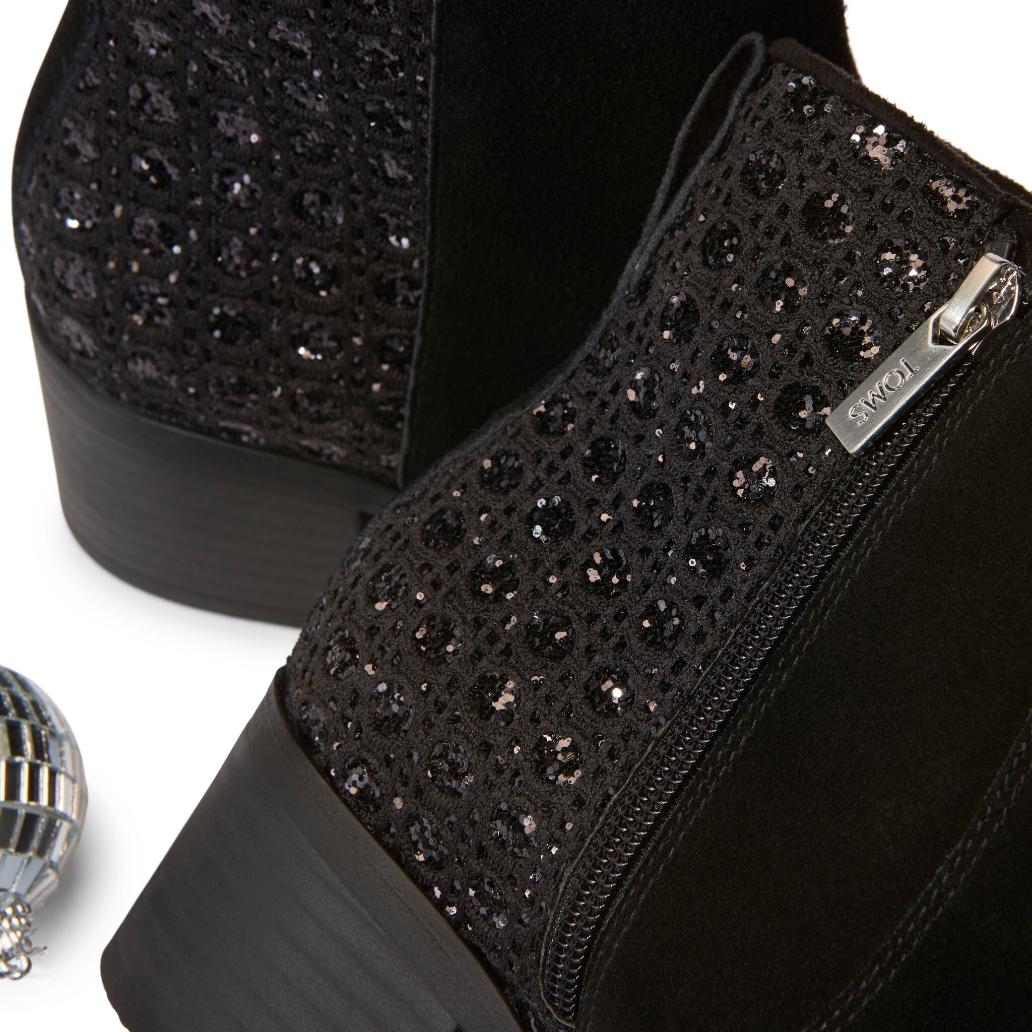 Delilah Heeled Boot Black Geometric Sequins