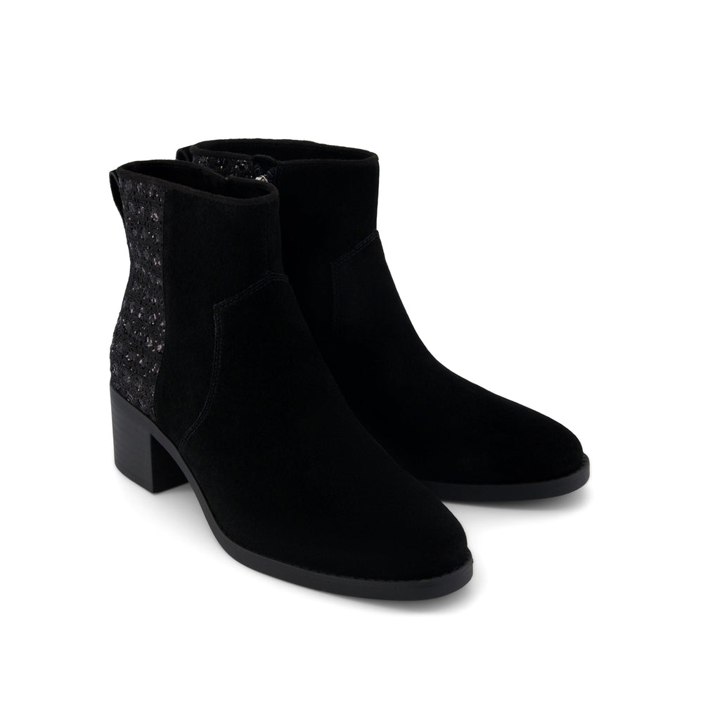 Delilah Heeled Boot Black Geometric Sequins