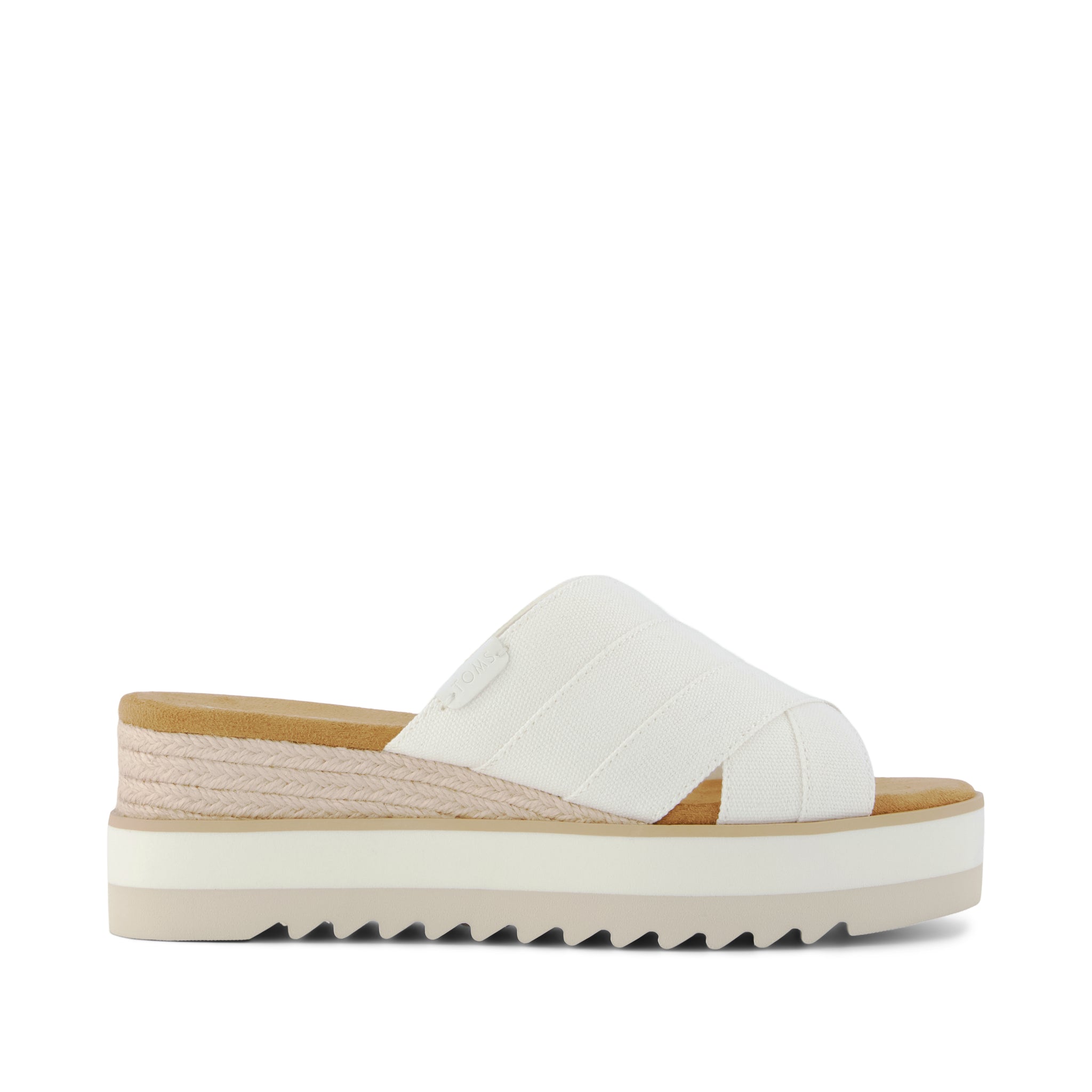 Diana Crossover Mule Wedge Sandal White Canvas