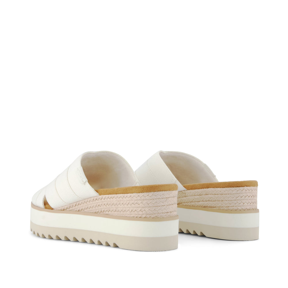 Diana Crossover Mule Wedge Sandal White Canvas