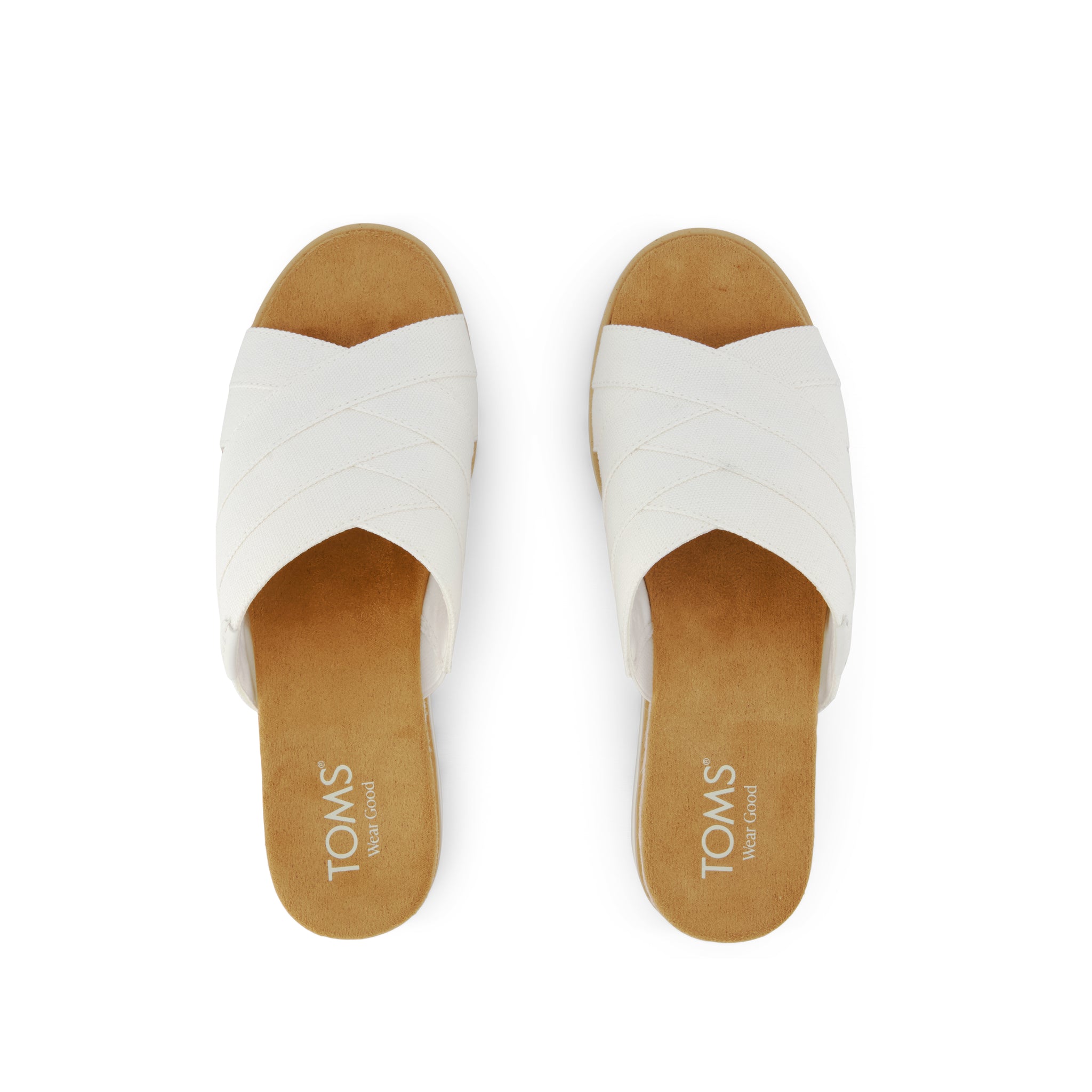 Diana Crossover Mule Wedge Sandal White Canvas