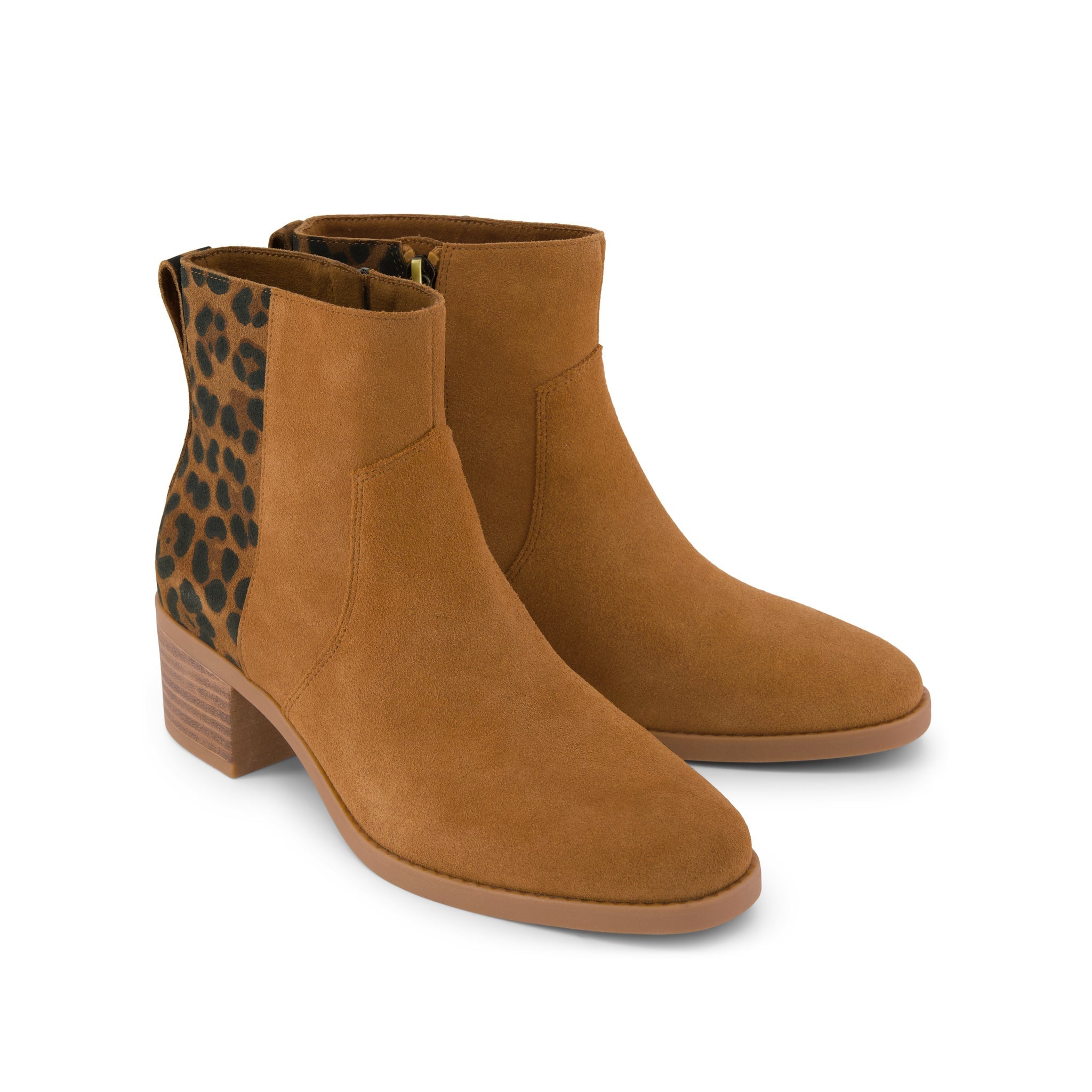 Delilah Heeled Boot Water Repellent Brown Sugar Leopard Suede