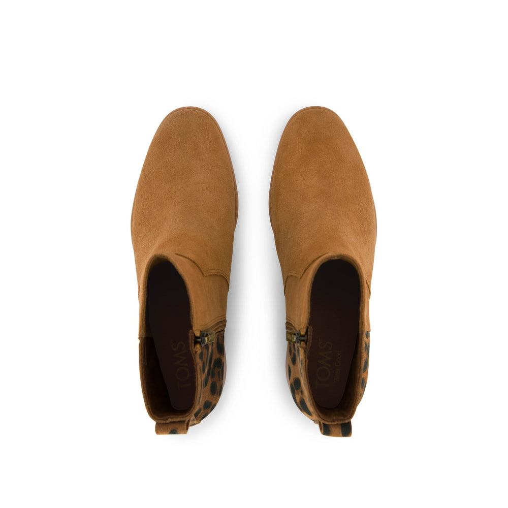 Delilah Heeled Boot Water Repellent Brown Sugar Leopard Suede