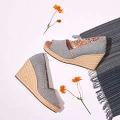 Essential Wedge Niagara Mist Chambray Dot