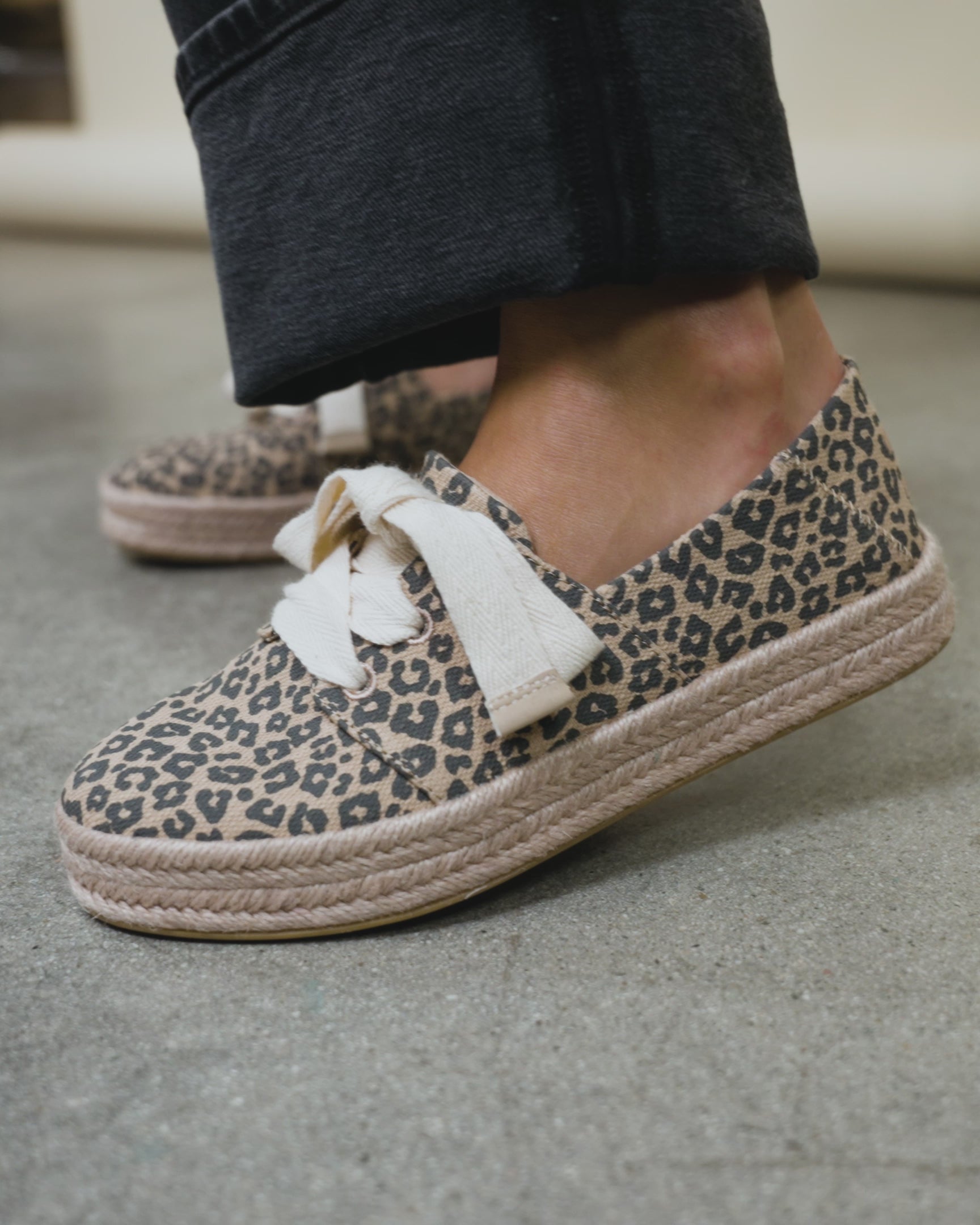 Carolina Lace-Up Espadrille Natural Leopard Spots