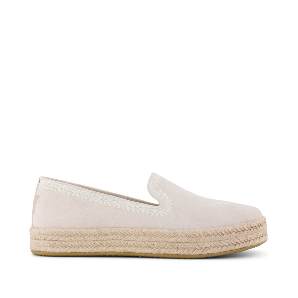 Carolina Espadrille Embroidered Taupe Suede