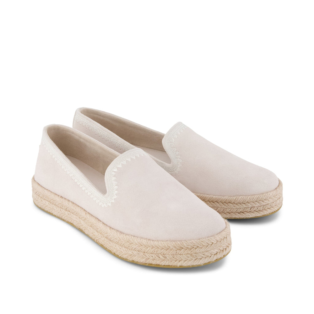 Carolina Espadrille Embroidered Taupe Suede