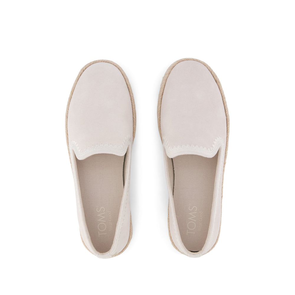 Carolina Espadrille Embroidered Taupe Suede