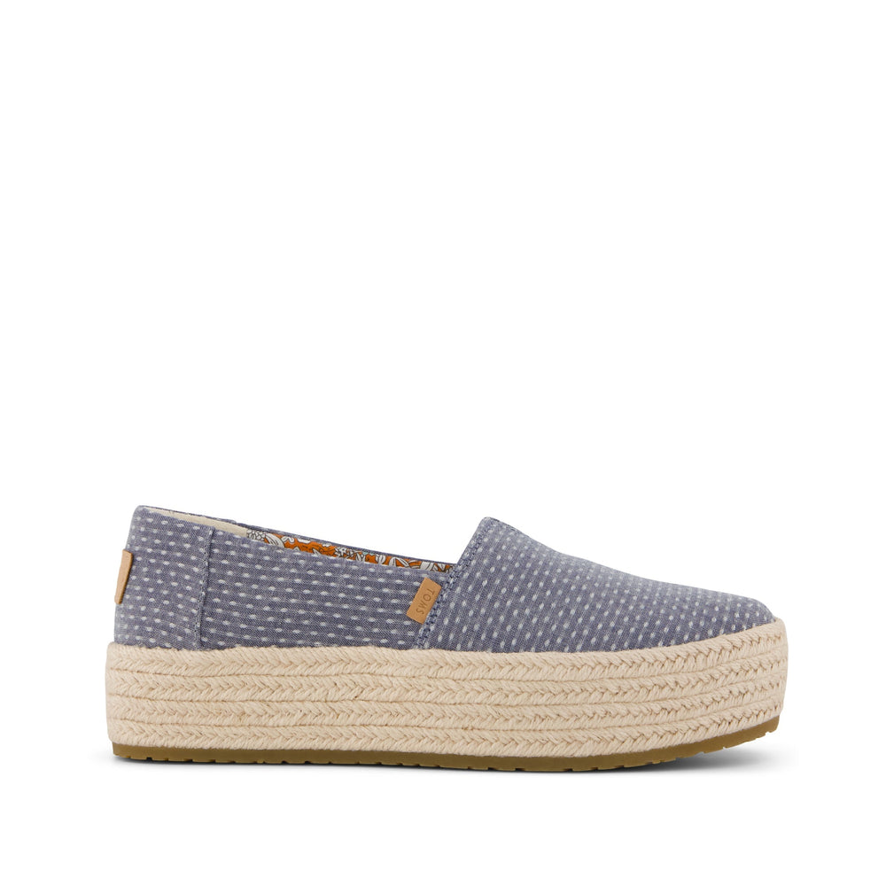 Valencia Platform Espadrille Niagara Mist Chambray Dot