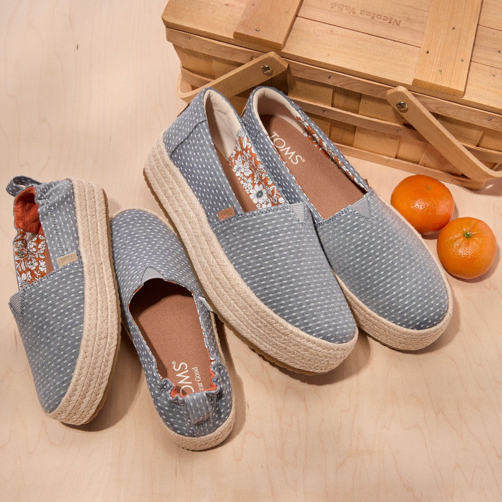 Valencia Platform Espadrille Niagara Mist Chambray Dot
