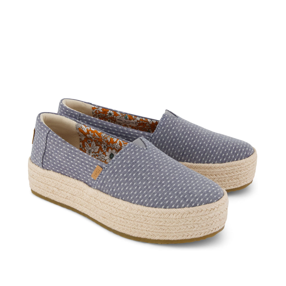 Valencia Platform Espadrille Niagara Mist Chambray Dot