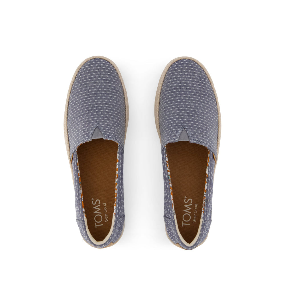 Valencia Platform Espadrille Niagara Mist Chambray Dot