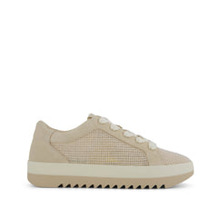 Rea Lace-Up Platform Sneaker Natural Mesh and Suede