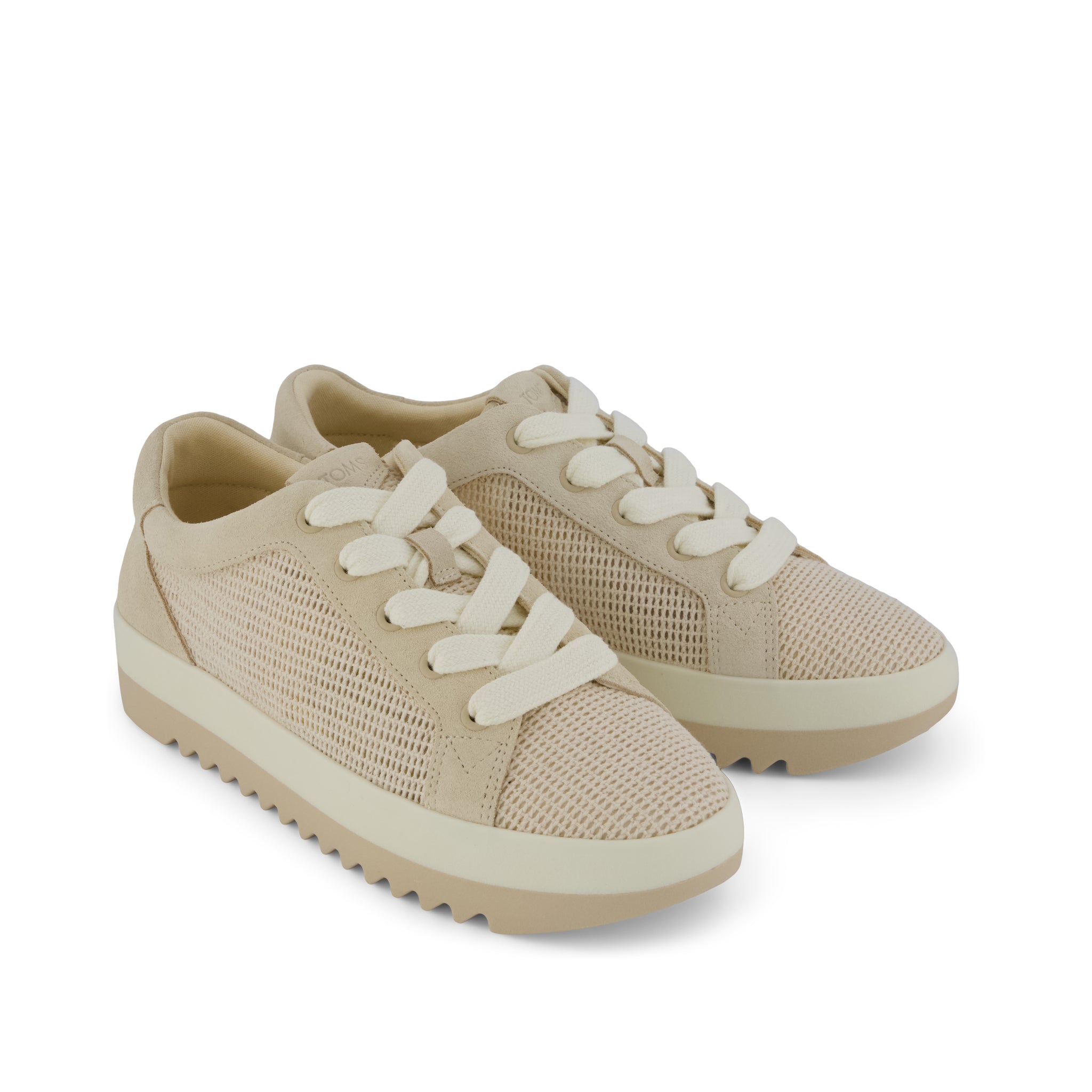 Rea Lace-Up Platform Sneaker Natural Mesh and Suede
