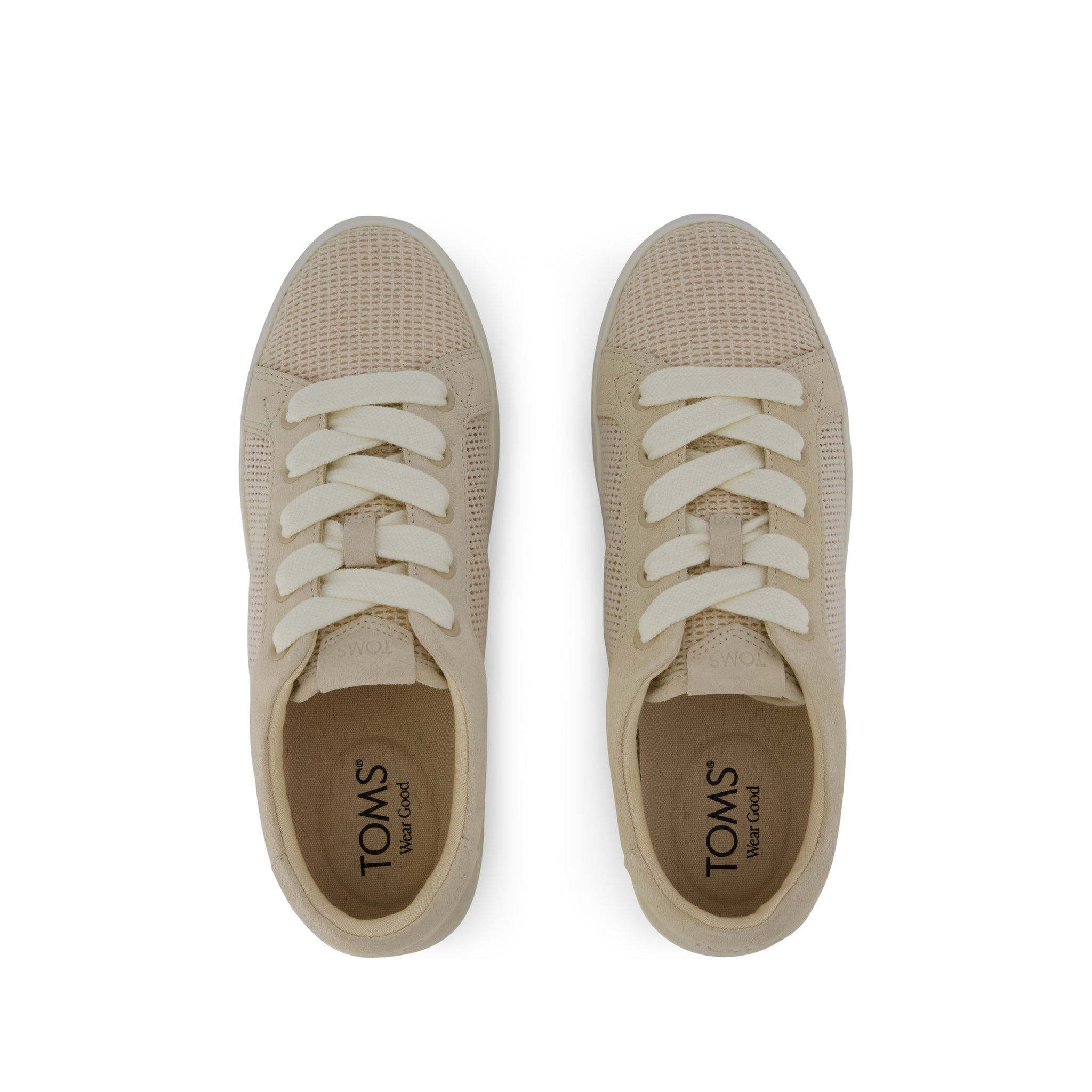 Rea Lace-Up Platform Sneaker Natural Mesh and Suede