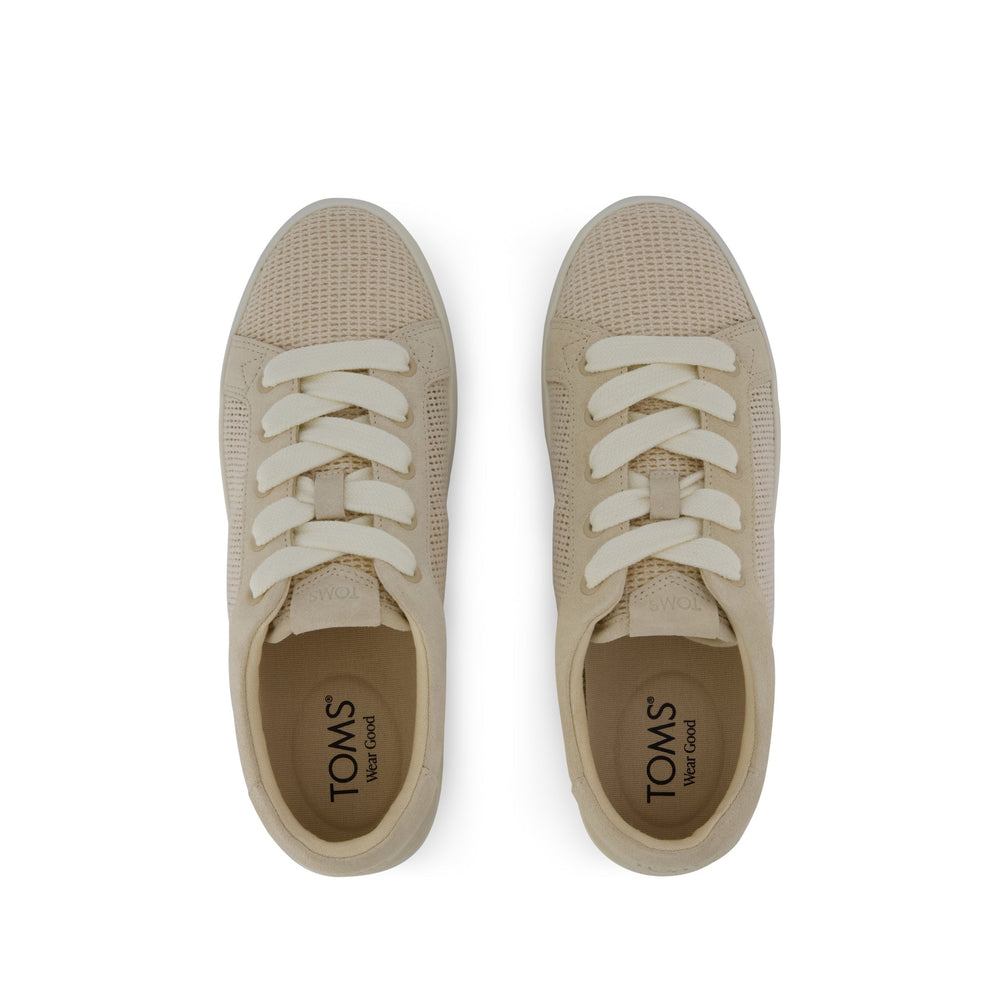Rea Lace-Up Platform Sneaker Natural Mesh and Suede