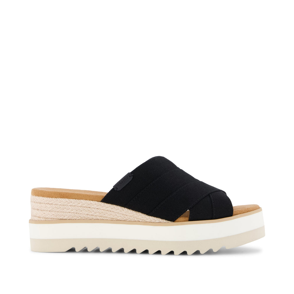 Diana Crossover Mule Wedge Sandal Black Canvas