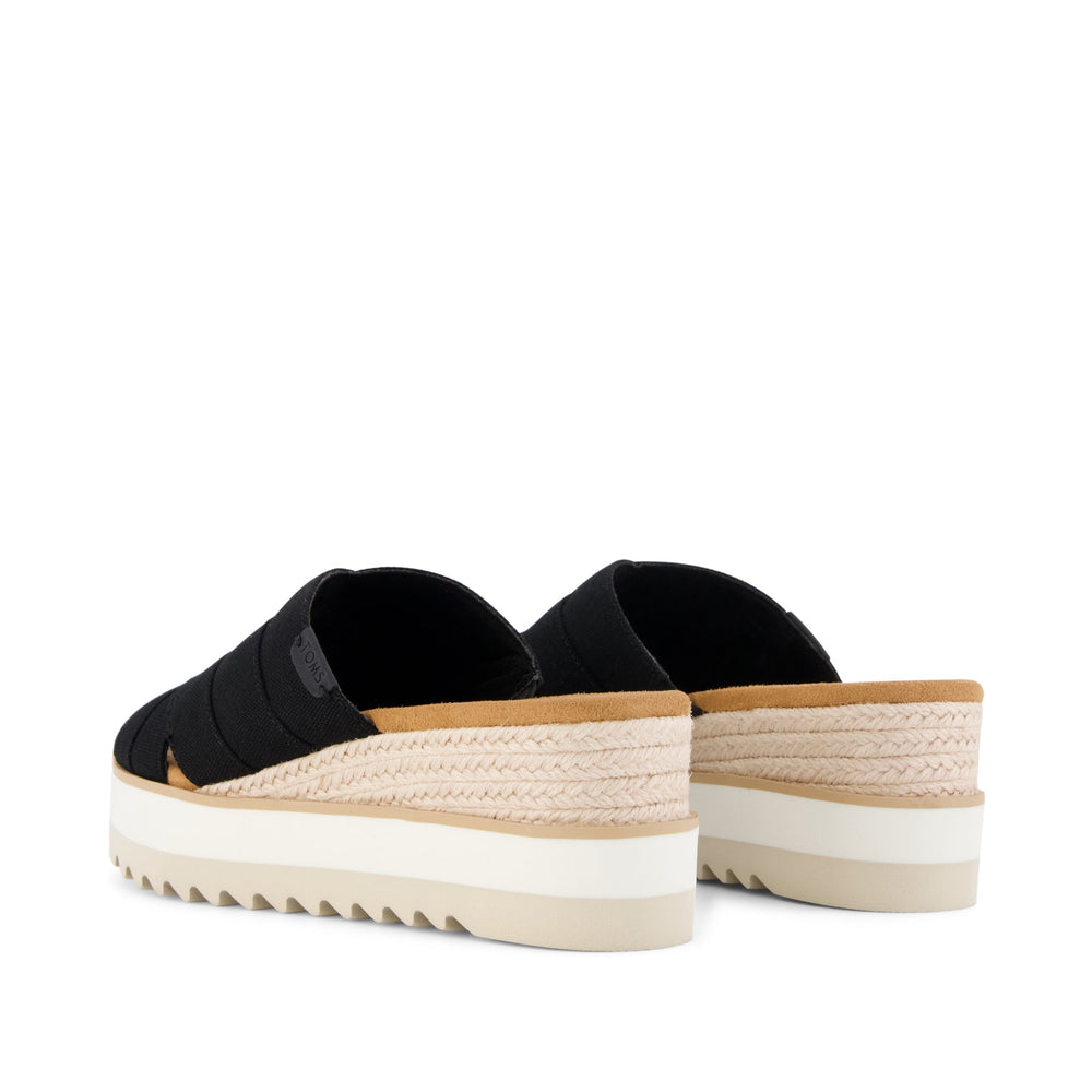 Diana Crossover Mule Wedge Sandal Black Canvas