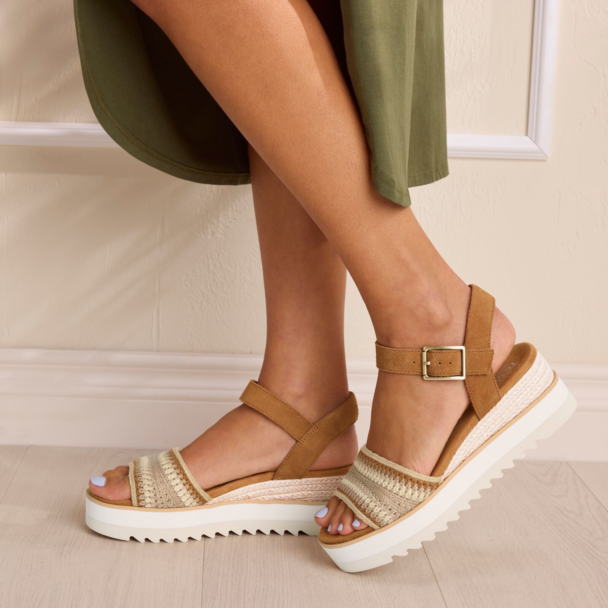 Diana Wedge Sandal Almond Crochet