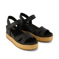 Alana Wedge Sandal Black Leather