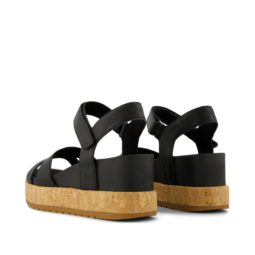 Alana Wedge Sandal Black Leather